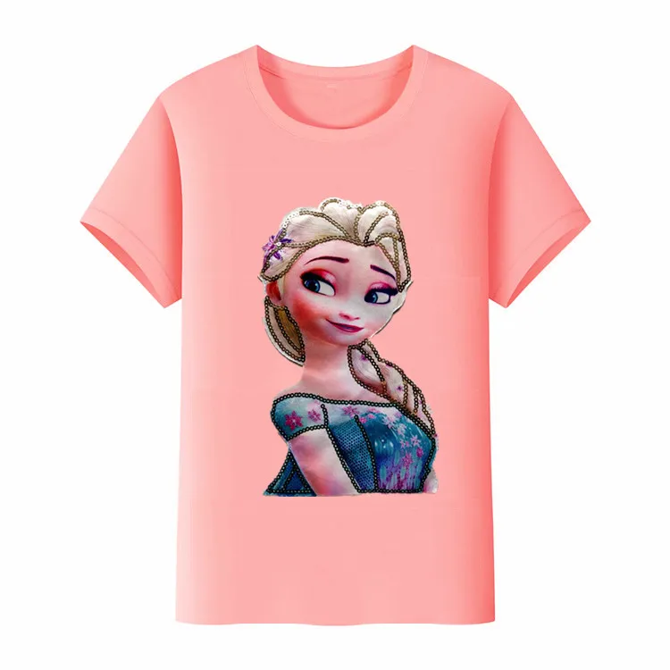 Disney летняя футболка с рисунками из мультфильмов ручной работы принт Цвет блестки