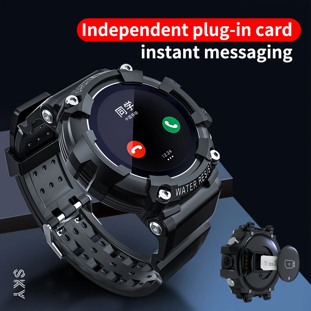 lokmat sky 4g smart watch men sim card camera phone smartwatch hd video clock information reminder sport sos global version free global shipping