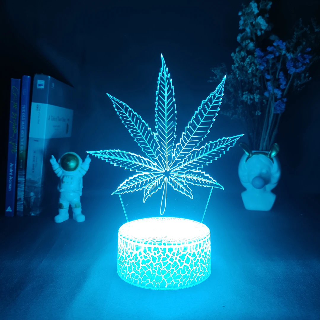

Fashion Plant Leaves Maple Leaf Acrylic 3D Illusion Table Decor Lighting for Bedroom Bedside Lamps Dorm Room 5V USB LED Light