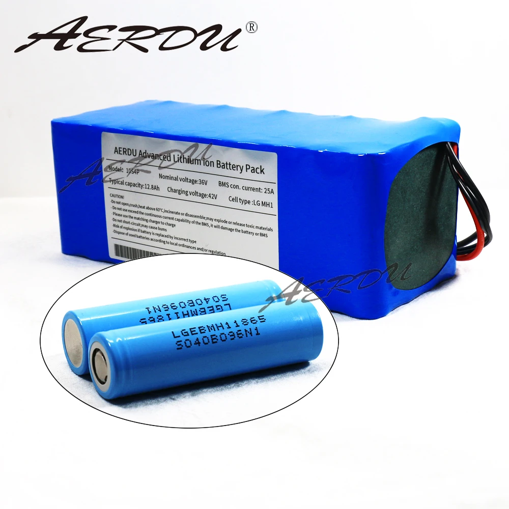 AERDU е байка 36В 12.8Ah 10S4P 18650 500 Вт 600 13ah 12ah 25A BMS 42V литиевая батарея пакет фара для
