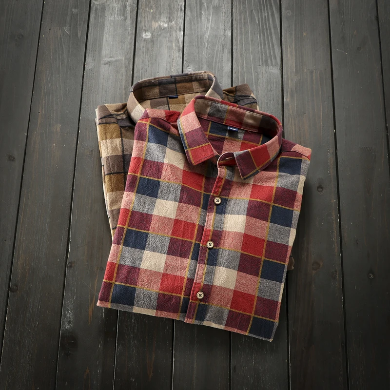 Мужская хлопковая рубашка в клетку повседневная винтажная осенняя 2019 | одежда