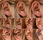 Металлические клипсы для ушей в стиле панк с цирконом, 1 шт., клипса для ушей для женщин, без проколов, в форме с, искусственная раковина, без пирсинга, манжета, серьга