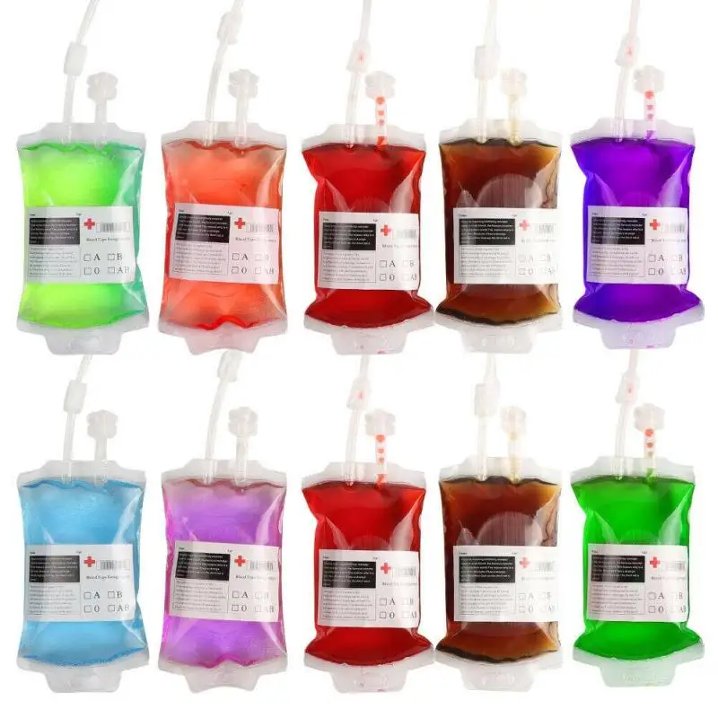 

5pcs /set 400ml Halloween Decoration Props Skull Vampire Blood Drink Bags for Masquerade Carnival Decoration Props Blood Bags