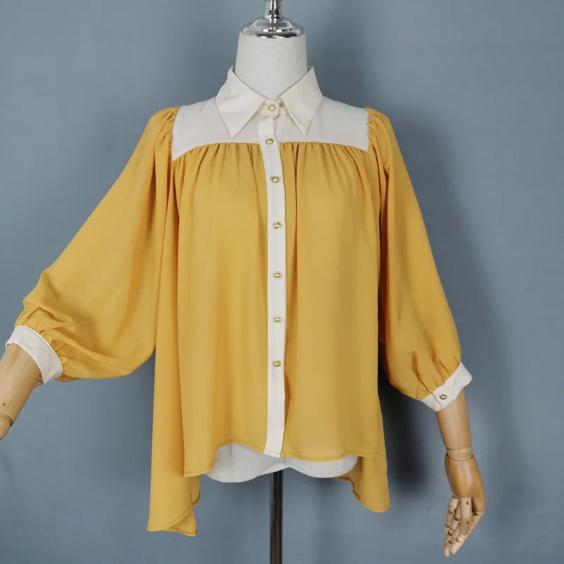 Асимметричный блуза из шифона со сборками сезон: весна-лето топы дамы элегантное