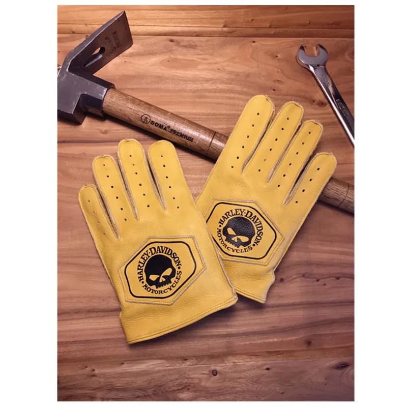 Перчатки мотоциклетные мужские винтажные кожаные для активного отдыха