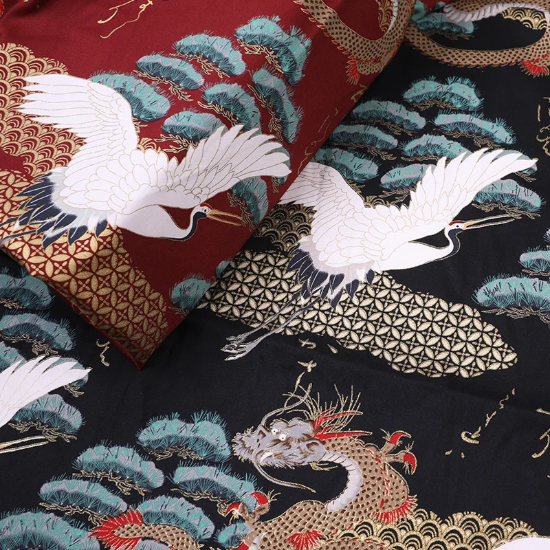 

100x150cm Japan Style Crane Bronzing Fabric Cotton Sewing Fabric Textiles For Diy Tablecloth Bag Sewing Craft Patchwork