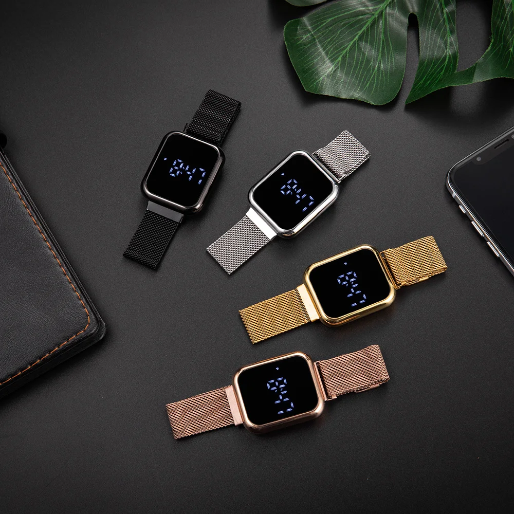 

Rose Gold Women's Watches Luxury LED Digital Watch for Women Stainless Steel Wristwatch Ladies Fashion Watch Women Reloj Mujer