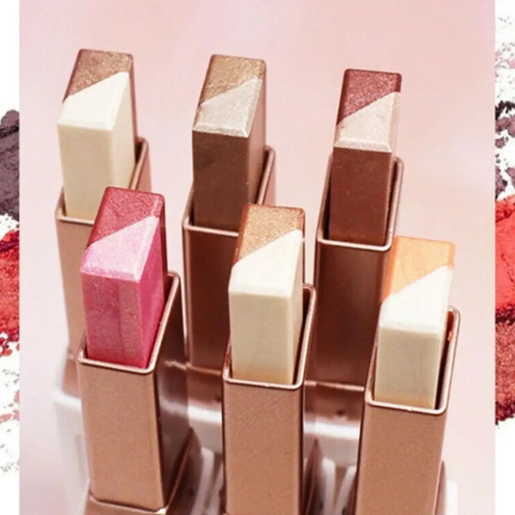 

1Pcs Professional 2 In 1 Double Color Gradient Velvet Eye Shadow Stick Lazy Makeup Waterproof Lasting Shimmer Metallic Eyeshadow