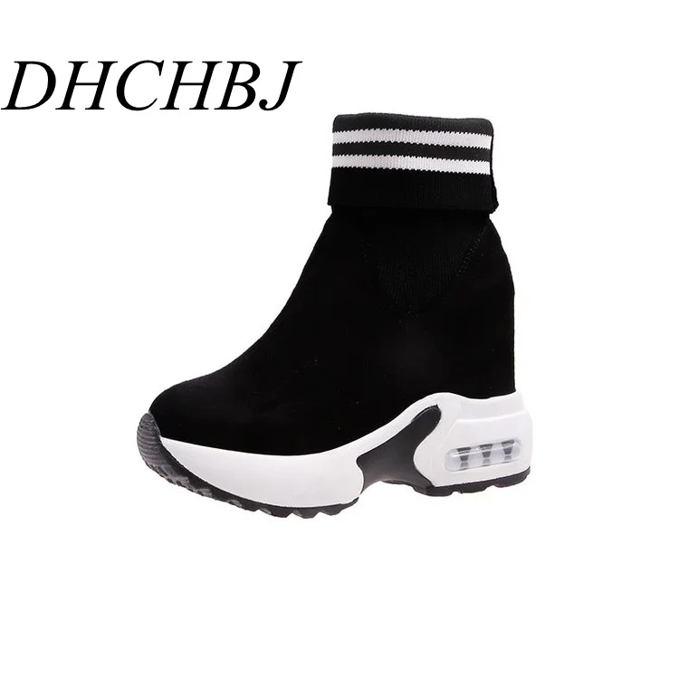 Женские ботильоны осенние женские ботинки-носки весенние Бархатные эластичные