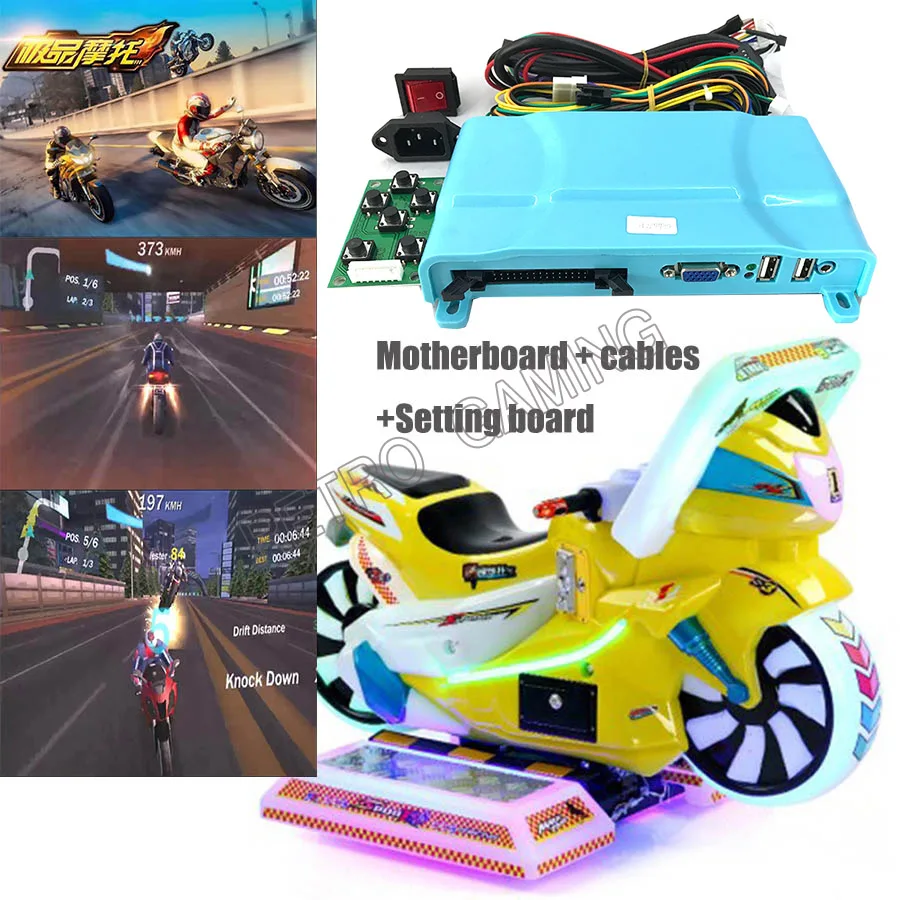 

Kids Racing Simulator Motorcycle Diy Kit Set Motherboard + Wire Cable + Setting Board Coin Operated Drift Moto Driving Motorbike