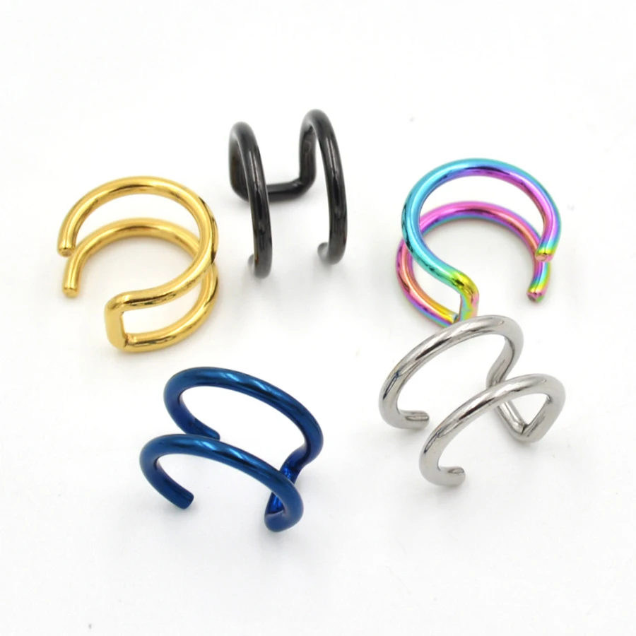 

Earrings 5 piece clip-on ear clip stainless steel ring ear buckle clip nose ring fashion fake ring perforated body jewelry