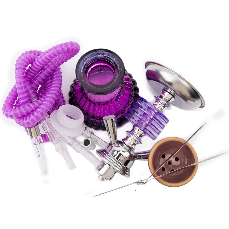 

Purple Glass Double Hose Hookah Bowl Smoking Accessories Gifts for Man Boyfriend Arabian Acrylic Sheesha Shisha Pipe Set