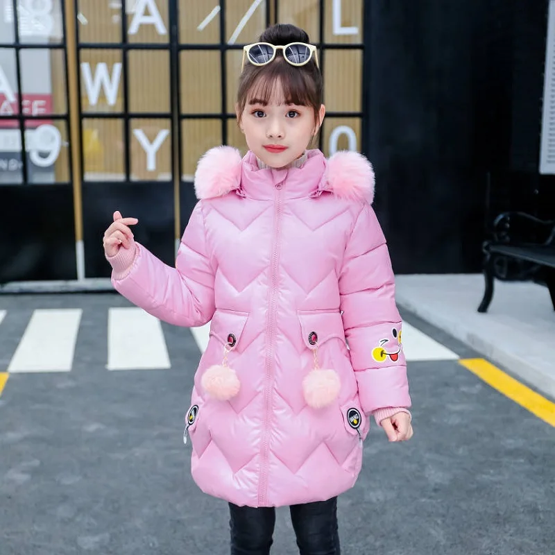 Пуховики для девочек Детская Верхняя теплая одежда толстые пальто ветрозащитные