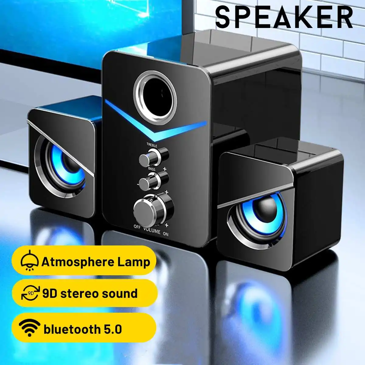 

Портативная Bluetooth-колонка, басовая колонка, водонепроницаемая уличная USB-колонка с поддержкой TF-карты, сабвуфера, Громкий динамик для ноутбу...