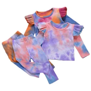 Детские комплекты одежды с галстуком-бабочкой для маленьких девочек, детские осенние Топы с длинными рукавами и штаны 2020, одежда для девочек, комплект из 2 предметов