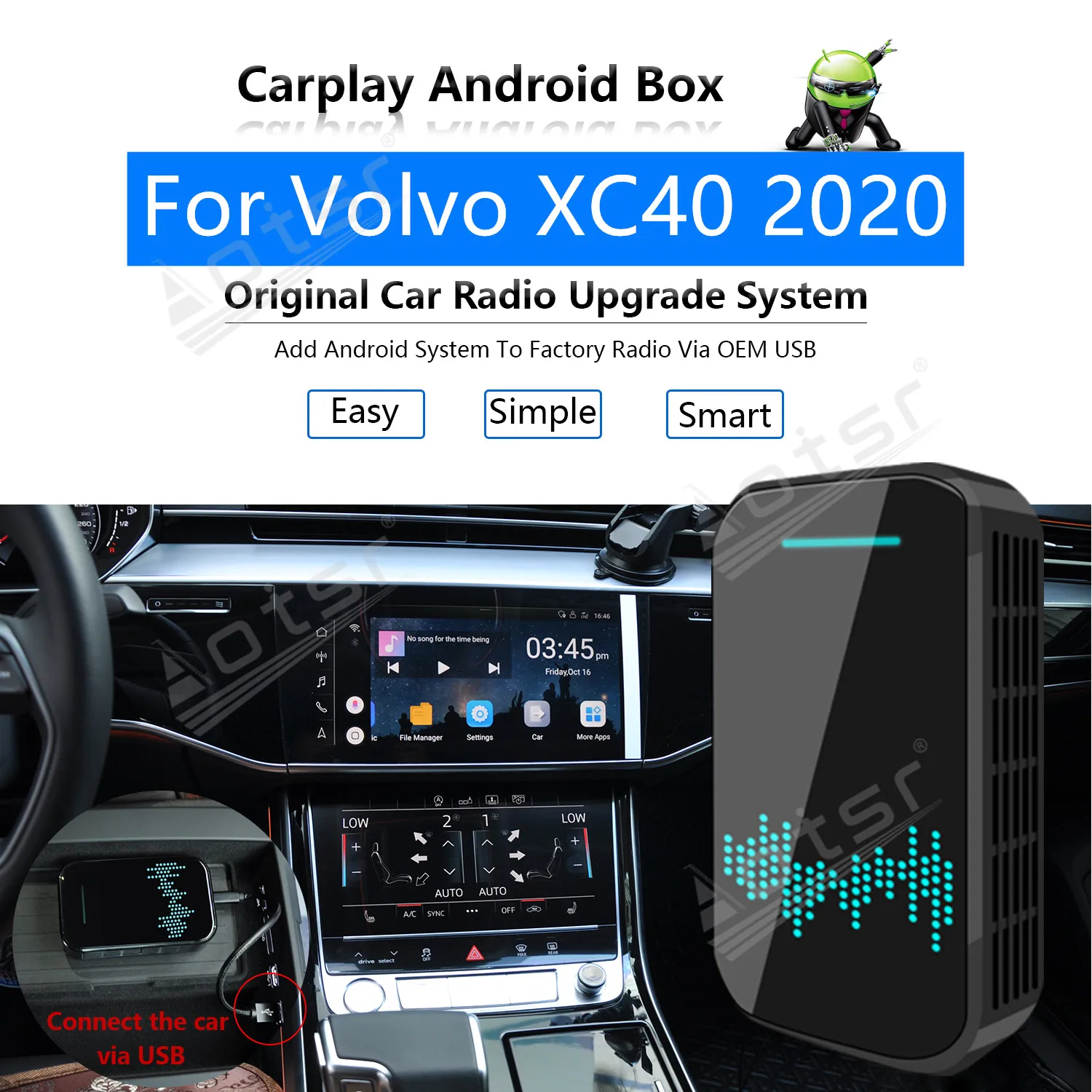 

For Volvo XC40 2020 Car Multimedia Player Radio Upgrade Carplay Android Apple Wireless CP Box Activator Navi Map GPS Mirror Link