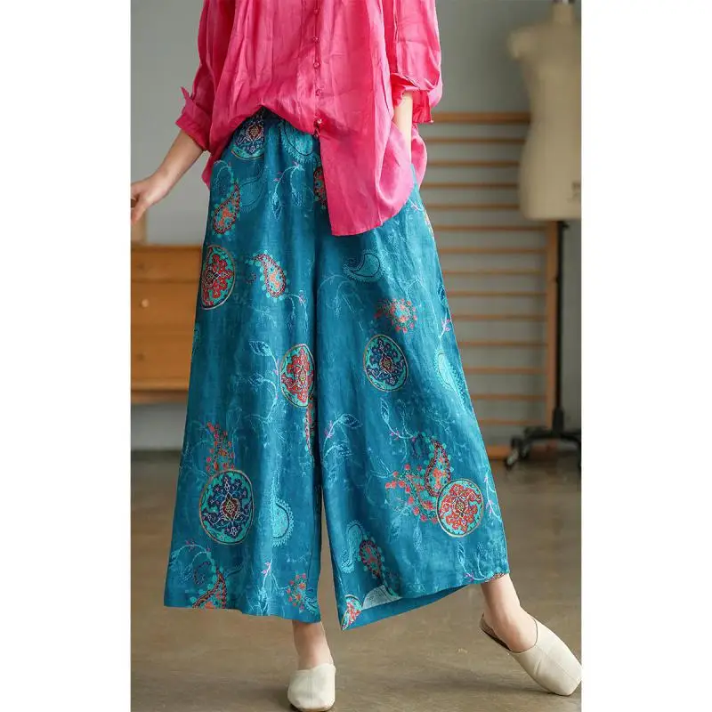 

Женские широкие брюки в стиле ретро, простые однотонные повседневные эластичные Капри с высокой талией, свободные универсальные Капри, осень 2022