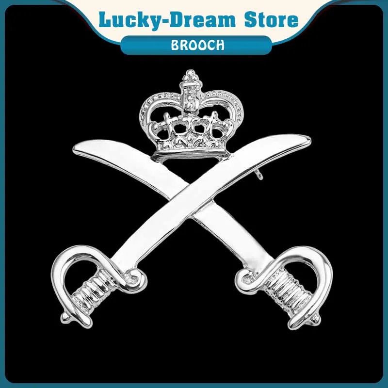 Брошь с двумя мечами японская корона металлическая модная для костюма нагрудный