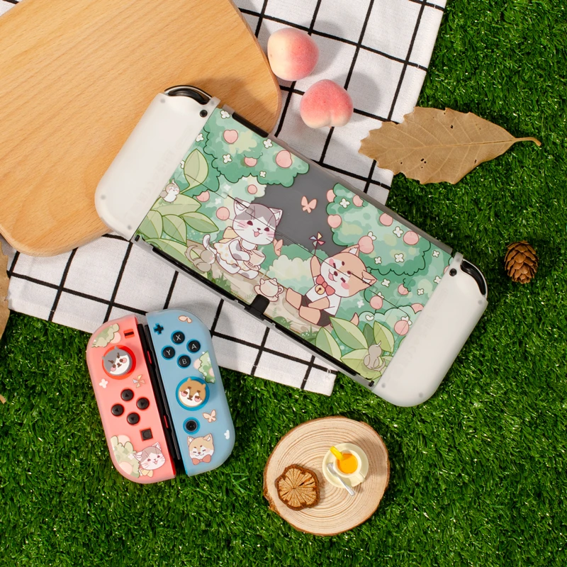 

Pastoral Cat Dog Switch OLED Case PC Hard Cover Base Shell JoyCon Controller Games Housing For Nintendo Switch OLED Accessories