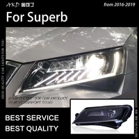 akd car styling head lamp for superb headlights 2016 2019 superb led headlight drl led projector lens auto accessories