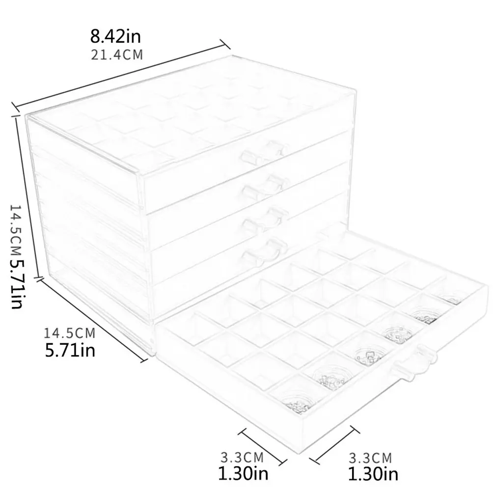 

120 Grid Compartment Transparent Medicine Box Jewellery Packing Plastic Removable Box Nail Art Tool Storage Case
