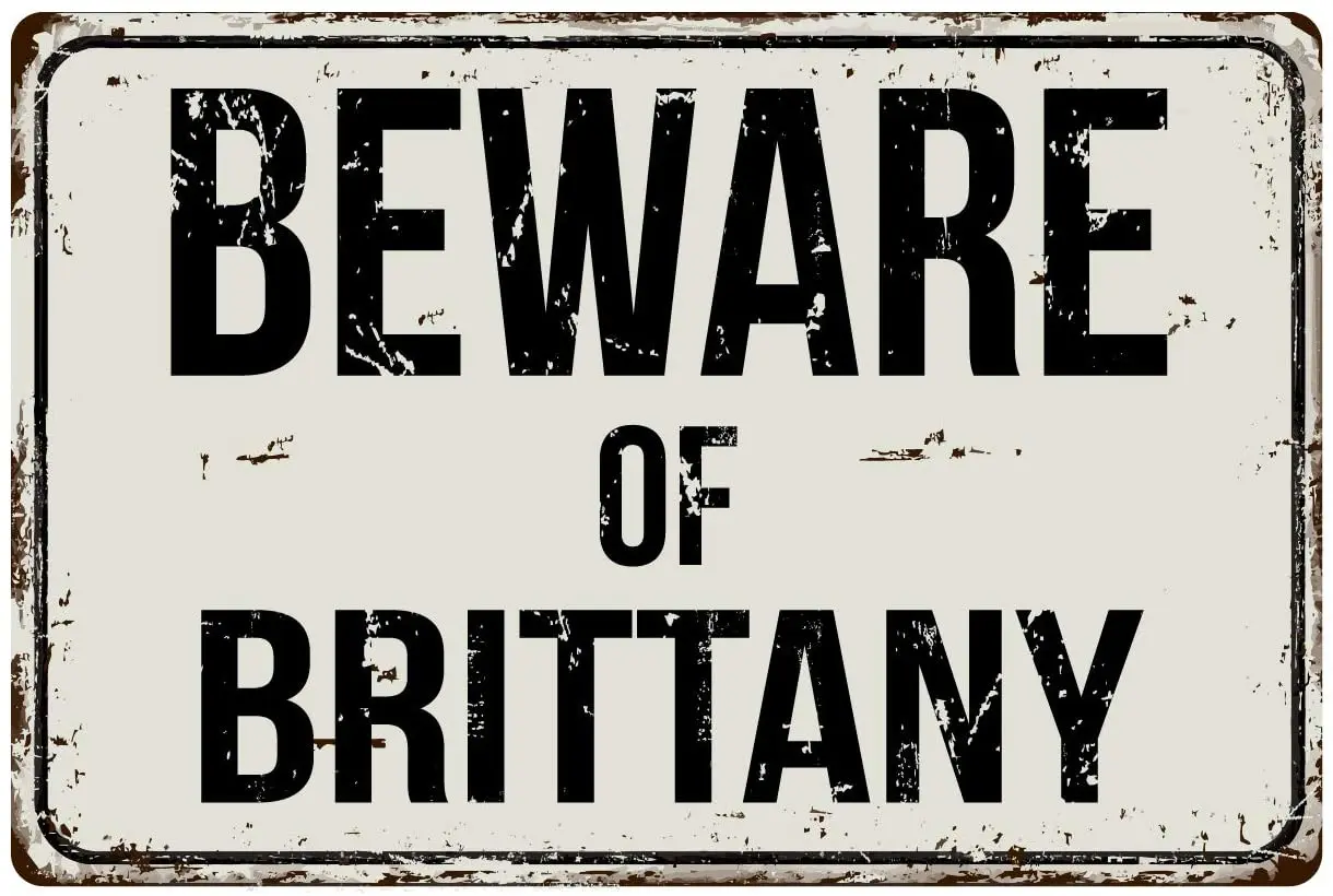 

Deerts 80VS Beware of Brittany 8 x 12 Vintage Aluminum Retro Metal Sign