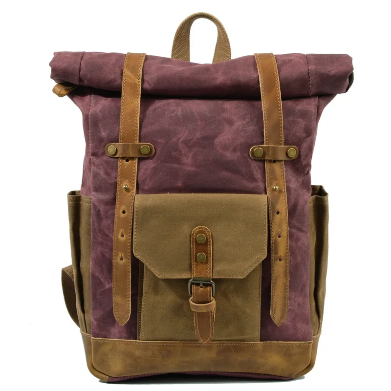 

Холщовый рюкзак для мужчин, водонепроницаемый дорожный школьный ранец для книг, сумка для ноутбука, Удобный вместительный Мужской винтажны...