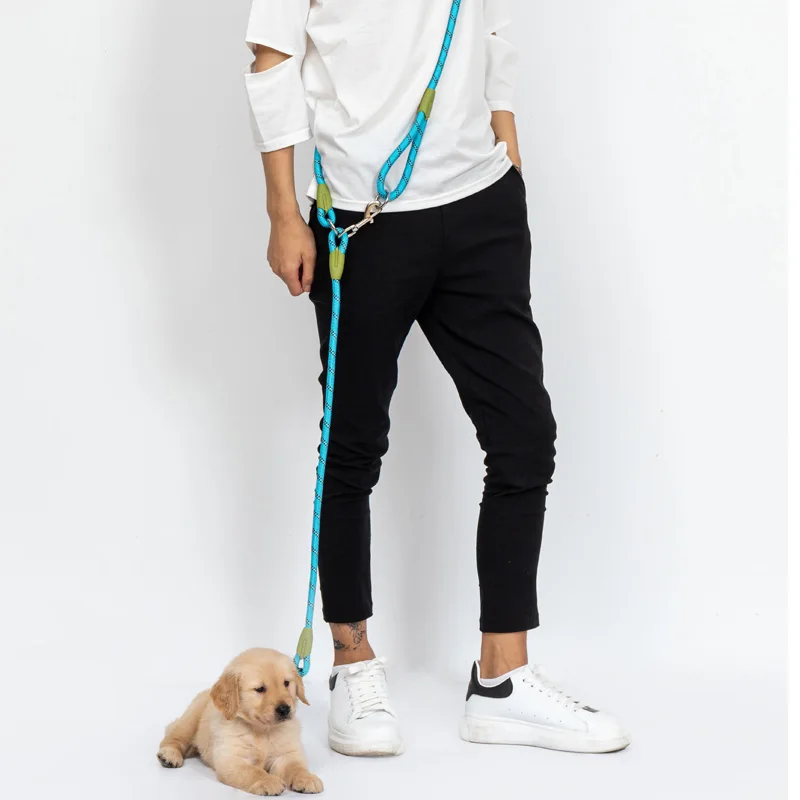 

Dog Leash Harnesses Leads Reflective Nylon Leashes Pet Dogs Chain Traction Free Double-head Lead Ropes for Small Large Dogs