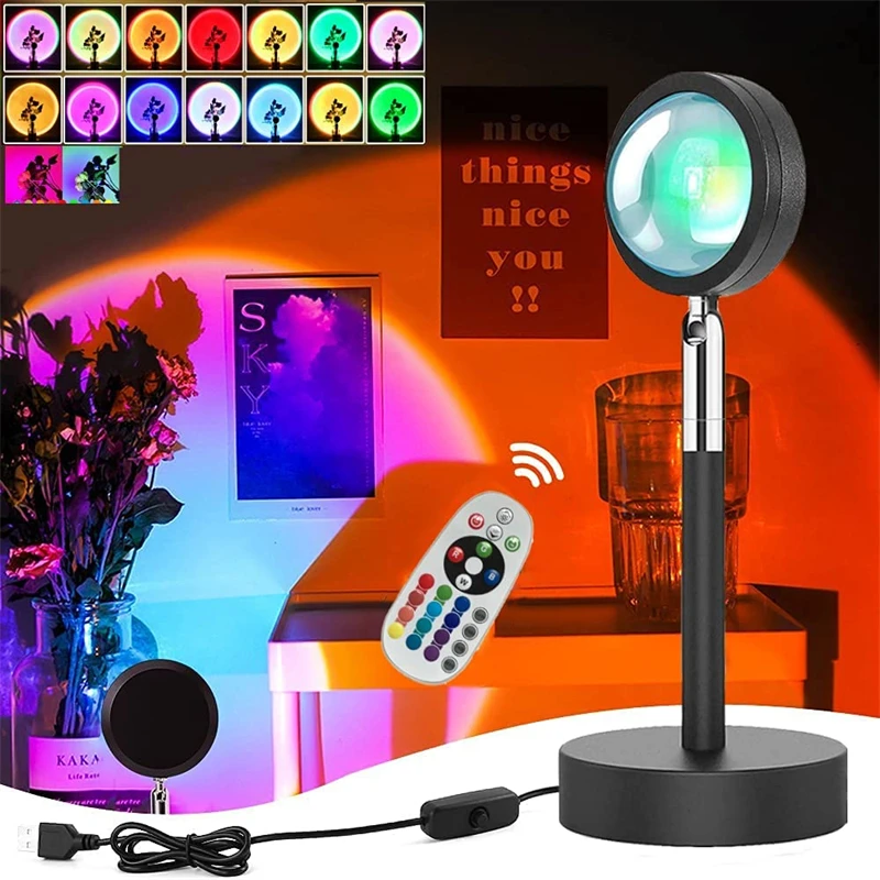 

Sunset Lamp Room Lights 180 Degree Rotation USB Charging Lighting Night Projection Lamp for Photo Vlog BedroomDécor Indoor Party