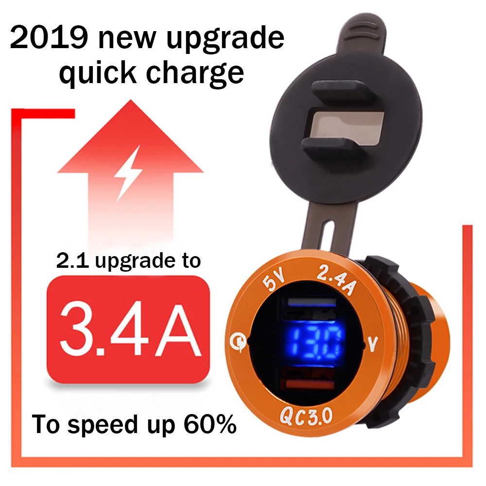 QC 3 0 адаптер питания для автомобиля быстрое зарядное устройство светодиодный