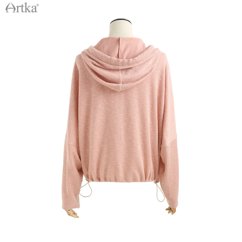 Женская трикотажная толстовка ARTKA розовая Свободная Повседневная Толстовка с