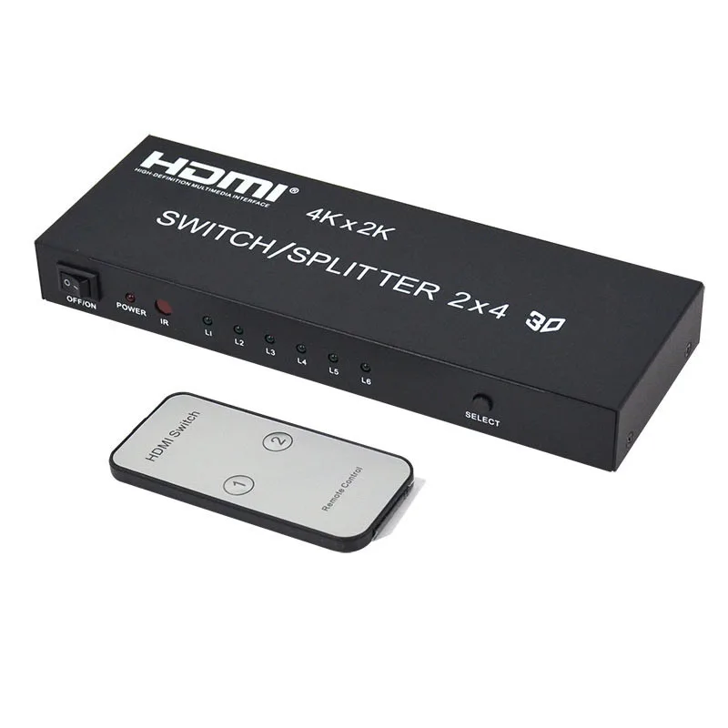 HDMI совместимый переключатель HD Splitter 2 в 4 выход с 3 5 мм Aux аудио/SPDIF аудио 2*4