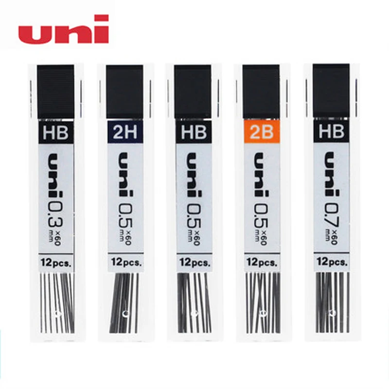 

12 Tubes Mitsubishi Uni UL-1405 Original Japanese Mechanical Pencil Leads 2B HB 2H Writing Pencil Refills Office School Supplies