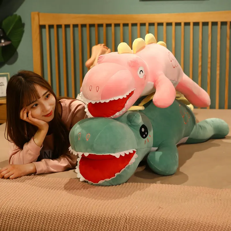 

85-170cm Huge Size Lying Dinosaur Plush Toys Soft Stuffed Triceratops Doll Long Animal Pillow Cushion Birthday Kids Child Gift