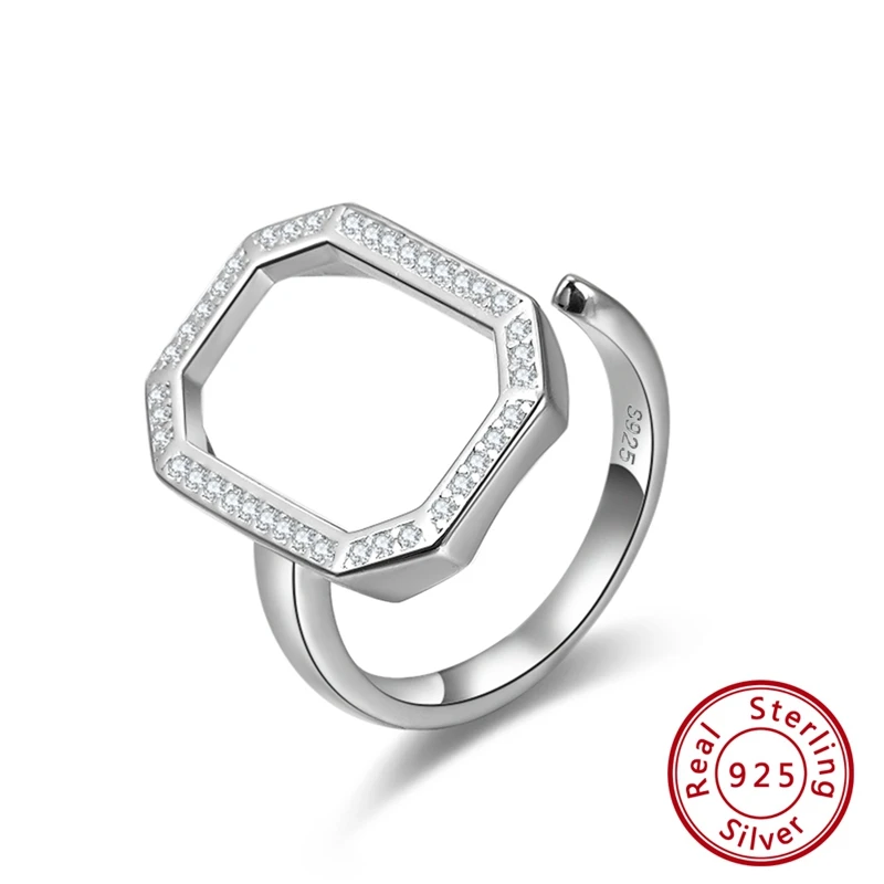 SR124 ORSA JEWELS женские кольца из натуральной 925 пробы, Серебряное двойное сферическое необычное регулируемое женское уникальное кольцо, ювелирное изделие SR120 - Цвет камня: SR124