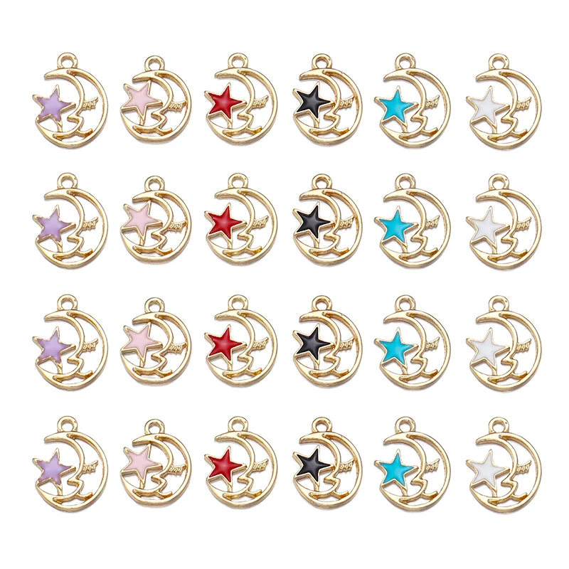 

20pcs/lot Enamel Charm Dripping Oil Moon Jewelry For Making Pendants Bracelets Drop Earrings Charms Alloy Jewelry Gifts