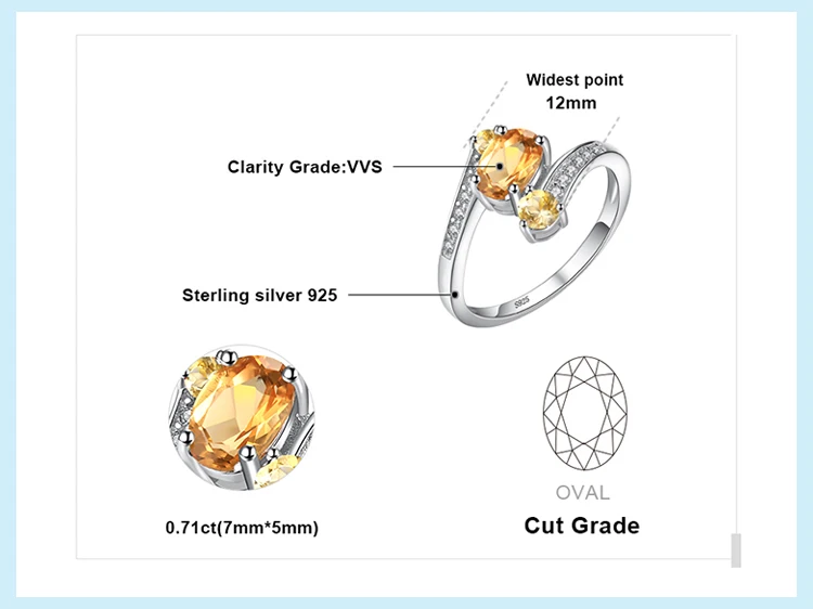 Jewelrypalace стерлингового серебра 925 0.9ct натуральный цитрин 3 камня Юбилей кольцо изящных ювелирных изделий для Для женщин заявление кольцо бренд