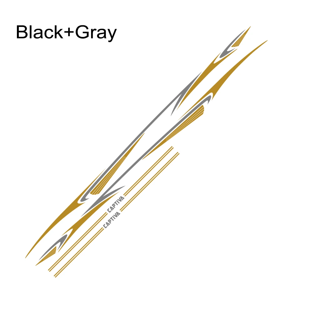 Black Gray 2 шт. для Chevrolet Captiva Автомобильная длинная Боковая дверь стикер DIY виниловая пленка авто Спорт Стайлинг наклейки автомобильные принадлежности для тюнинга - Название цвета: Black Gray