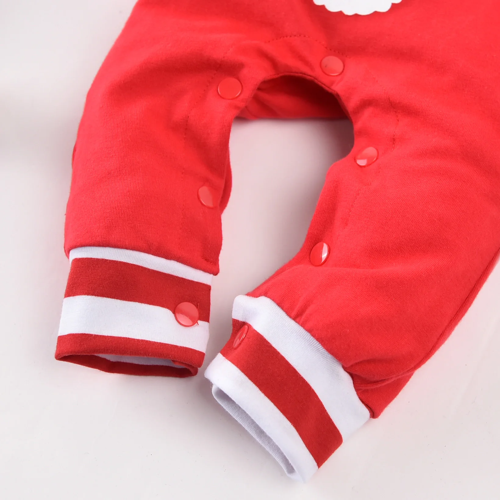

Newborn Baby Girls Boys Long-sleeved Santa Jumpsuit Christmas Stripe Print Round Neck One Piece Long Pants Hat Spring Autumn