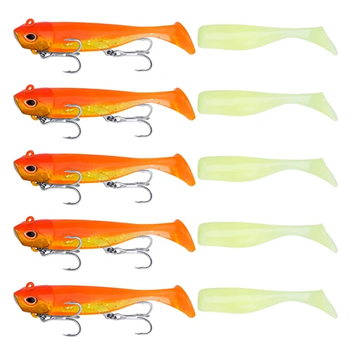 5pcs orange Goture 5 шт./лот черная приманка для рыбной ловли гольян воблеры искусственные приманки свинцовая Мормышка с силиконовым мягким корпусом 94 мм/18 г 104 см/26 г - Цвет: 5pcs orange