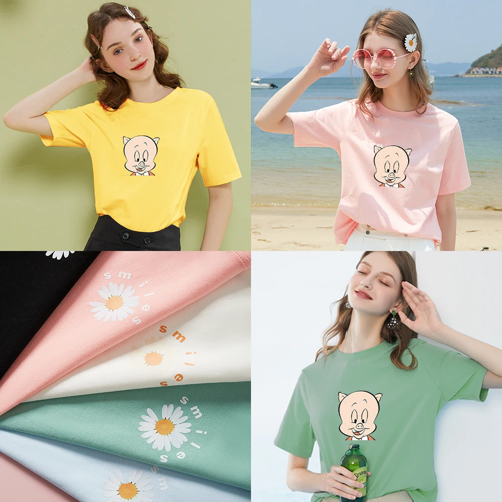 

Популярная стильная футболка 2021, креативная серия мультфильмов и анимаций, хлопковый топ оверсайз, милый мягкий и удобный топ с коротким ру...