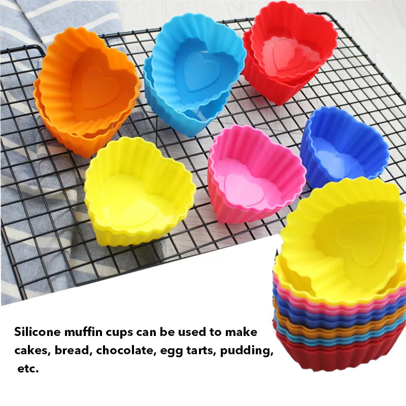 12 шт./лот форма сердца Пищевая силиконовая мини-форма для кексов инструменты