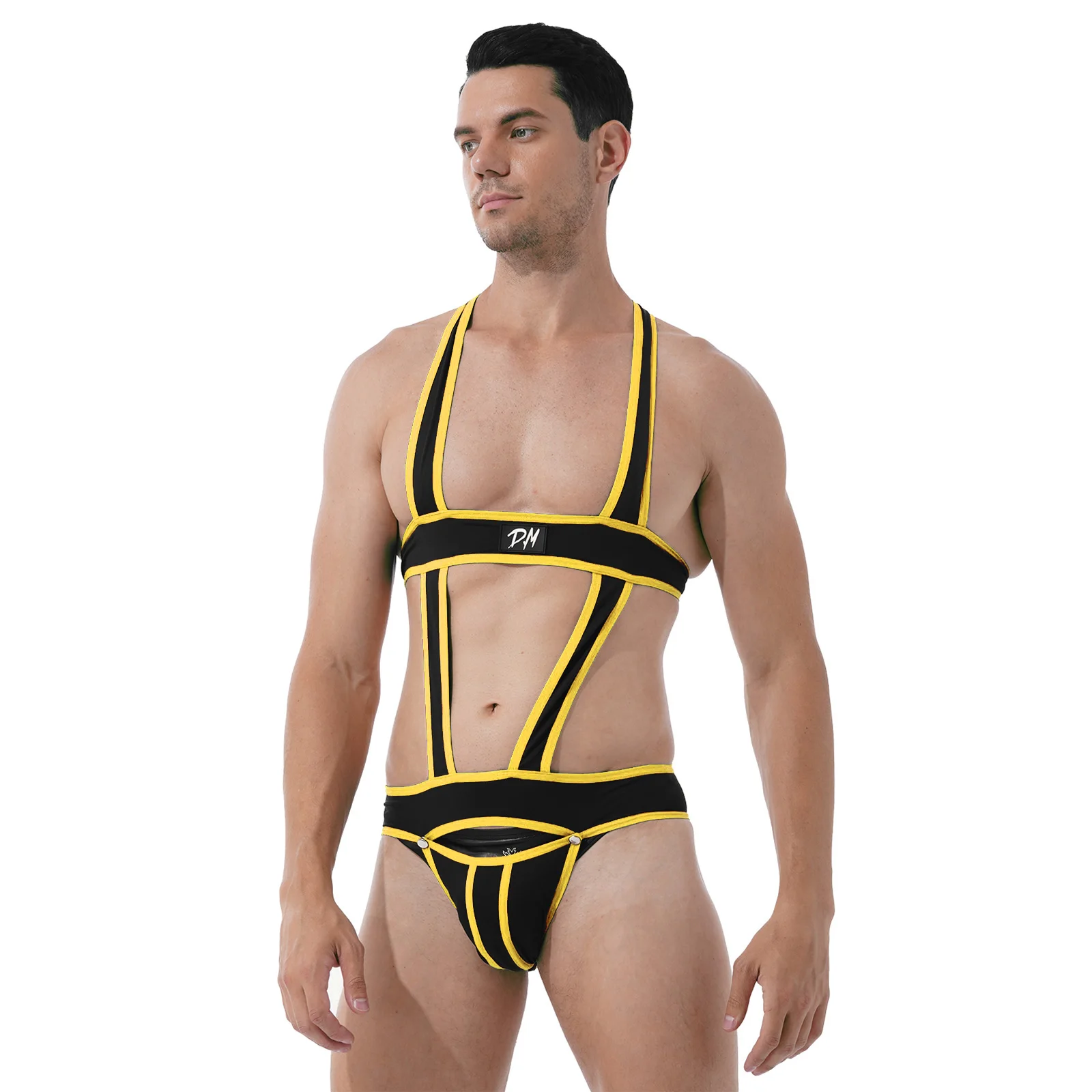 

Mens Sexy Wrestling Singlet Bodysuit Hollow Out Mesh Jockstrap Bulge Pouch Ligerie Gay Male Open Butt Teddies Underwear