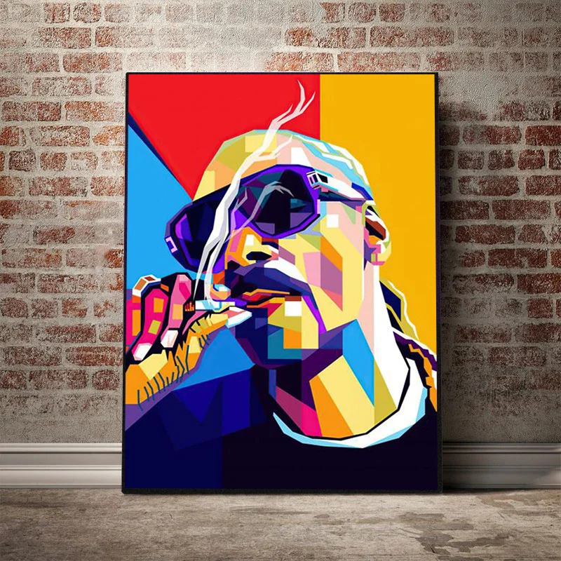 

Hip Hop Rapper Portrait Canvas Painting on The Wall Snoop Dogg Smoking Posters and Prints Art Pictures for Living Room Decor