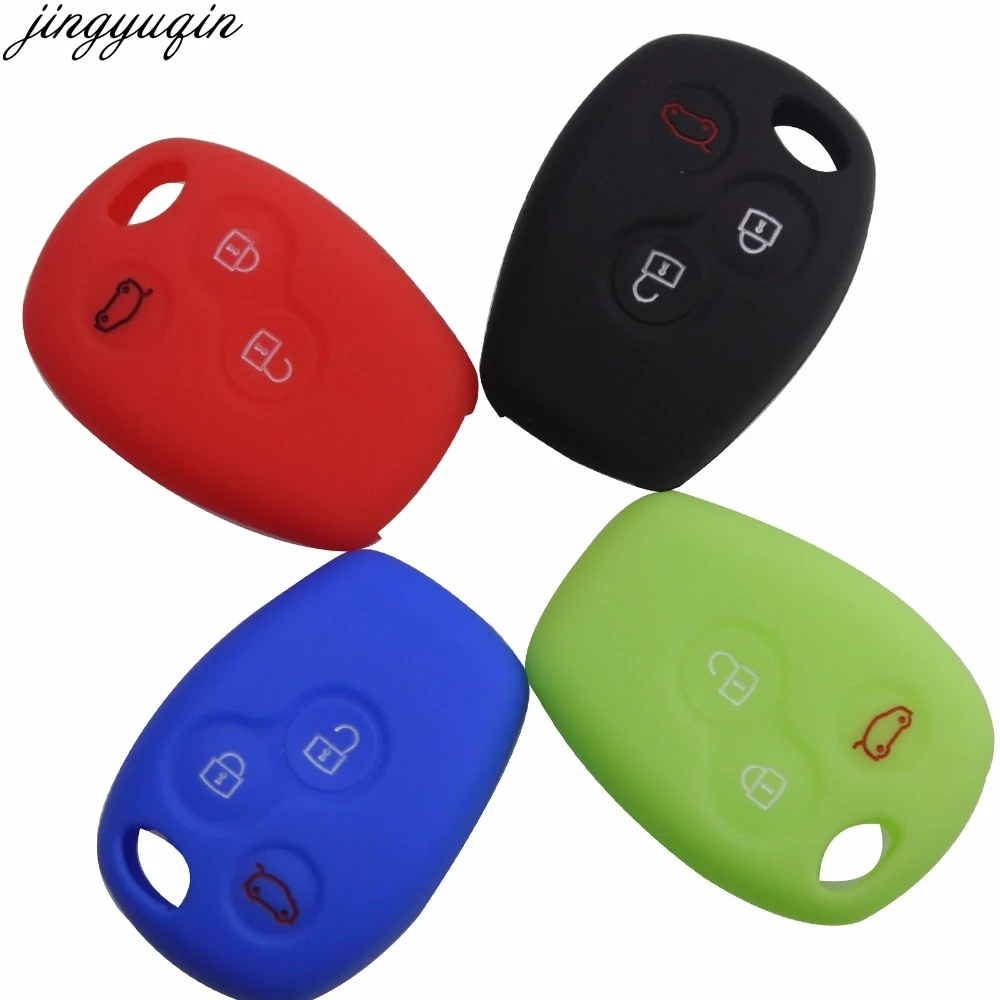 

Jingyuqin Remote 3 Buttons New Silicone Car Key Case Shell Cover fits For Renault Clio Trafic Master Kangoo
