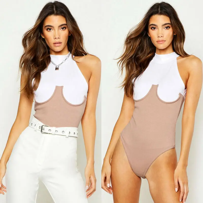 Модный сексуальный женский комбинезон Облегающий Лоскутные Топы блузка без