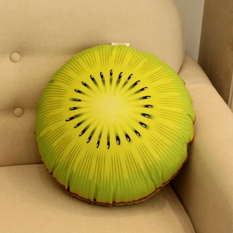 

Apple Strawberry Lemon Fruit Printing Round Cushion Sofa Cushion Pillow Car Waist Plush Soft Comfortable Camping Mini Pillow