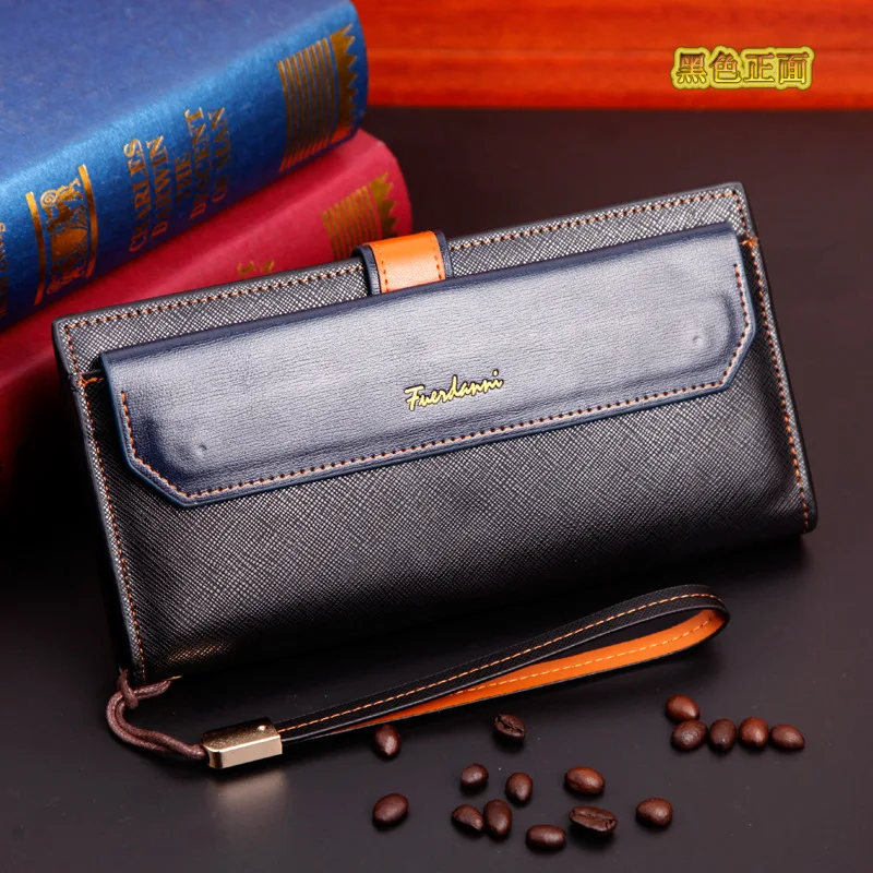 

Men's long wallet large-capacity outer loose-leaf card bag clutch bag multi-function zipper hand bag drawstring buckle wallet