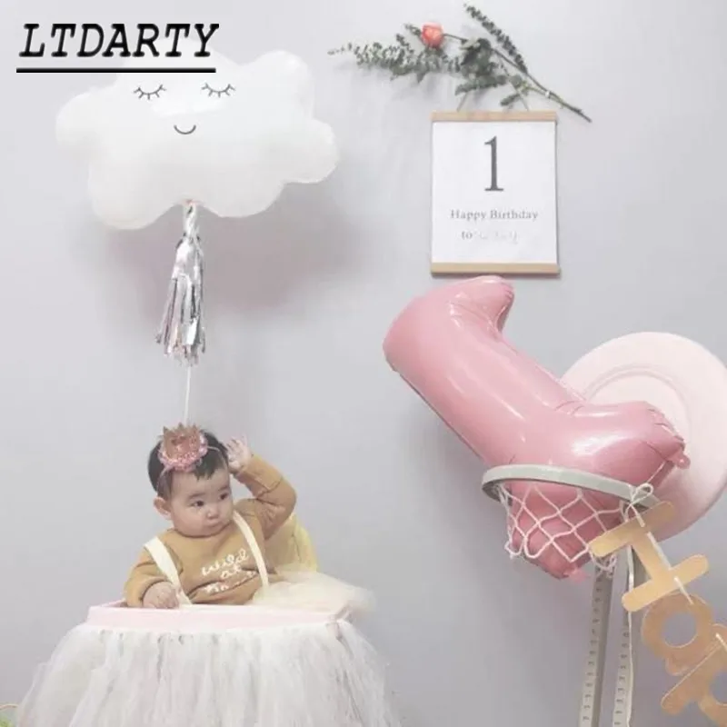 40 дюймовый светодиод Макарон розовый Алюминий Фольга Цифровой шар 1st День