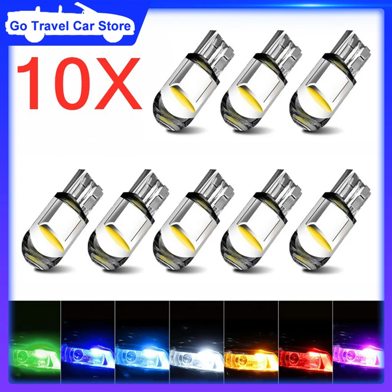 

2Pcs/10Pcs 12V Universal W5W Led T10 Car Light COB Glass 6000K 7 Colors Auto Automobiles License Plate Lamp Dome Read DRL Bulb